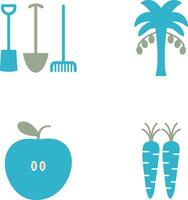 jardinería herramientas y palma árbol icono vector