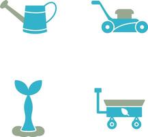 Watering tool and Lawn Mower Icon vector