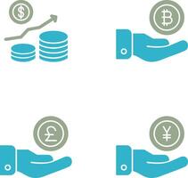 Money Growth and Bitcoin Icon vector