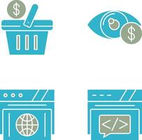 compras cesta y ojo icono vector