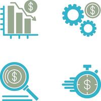 Chart Down and Settings Icon vector