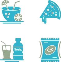 Pizza Slice and Coconut Drink Icon vector