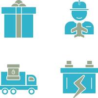 Gift Box and Worker Icon vector