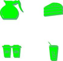 cake slice and coffee pot Icon vector