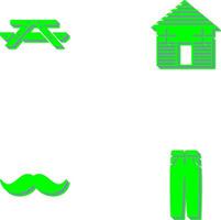 Picnic of Table and Wood Cabin Icon vector