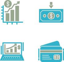 gráfico arriba y dinero abajo icono vector