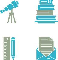 Telescope and BooksSnack and Money Icon vector