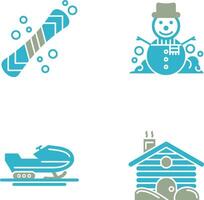 tabla de snowboard y monigote de nieve icono vector