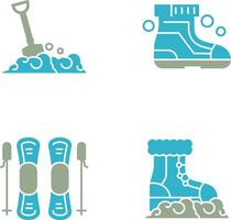 Shovel and Ski Boots Icon vector