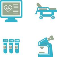 cardiograma y hospital cama icono vector