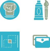 paint bucket and oil paint Icon vector