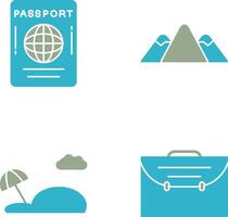 pasaporte y montaña icono vector