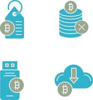 Not Accepted and Bitcoin Label Tag Icon vector