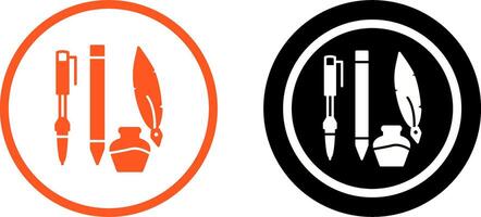 Unique Writing Equipment Icon Design vector