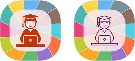 Unique Studying on Laptop Icon Design vector