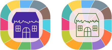 Unique House with Snow Icon Design vector