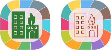 Unique Burning Building Icon Design vector