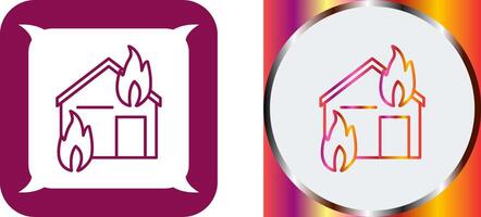 Unique Fire Consuming House Icon Design vector