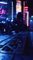 neon-verlicht donker stad straat Bij nacht video
