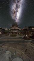 Bright Milky Way Illuminating Japanese Town video