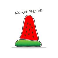 Watermelon slice on white background. Colorful illustration for kids. vector