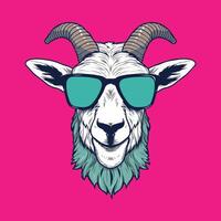 Goat Head Logo With Glasses vector