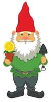 Garden Gnome With Potted Flower vector
