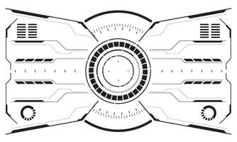 HUD sci-fi interface screen view white circular geometric design virtual futuristic technology creative display on blue vector