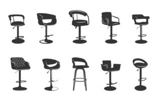 Barstool chair silhouette, Adjustable barstool silhouette, Hydraulic chair silhouette, Barstool chair illustration. vector