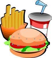 Fast food icon, hamburger and fries vector