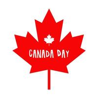 Canada Day red maple leaf and phrase lettering illustration isolated on white background vector