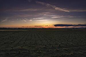 Orange Dusk Over Lush Fields in Northern Italy photo