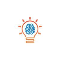 Smart idea logo design with Brain symbol light bulb design vector