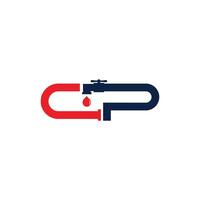 Initial cp plumber minimalist abstract design vector