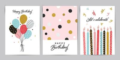 Happy Birthday greeting card and invitation templates with glitter elements. illustration vector