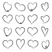 Crayon Hearts Painted with Pencil. Hand Drawn chalk Symbol of Romantic Love. Sketch vector