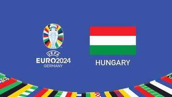 Euro 2024 Hungary Flag Emblem Teams Design With Official Symbol Logo Abstract Countries European Football Illustration vector