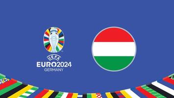 Euro 2024 Germany Hungary Flag Teams Design With Official Symbol Logo Abstract Countries European Football Illustration vector