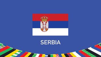 Serbia Flag Teams European Nations 2024 Symbol Abstract Countries European Germany Football Logo Design Illustration vector