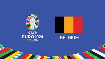 euro 2024 Bélgica emblema bandera equipos diseño con oficial símbolo logo resumen países europeo fútbol americano ilustración vector
