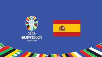 Euro 2024 Spain Flag Emblem Teams Design With Official Symbol Logo Abstract Countries European Football Illustration vector
