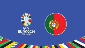 Euro 2024 Germany Portugal Flag Teams Design With Official Symbol Logo Abstract Countries European Football Illustration vector