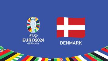 euro 2024 Dinamarca emblema cinta equipos diseño con oficial símbolo logo resumen países europeo fútbol americano ilustración vector