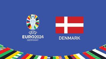 euro 2024 Dinamarca emblema bandera equipos diseño con oficial símbolo logo resumen países europeo fútbol americano ilustración vector