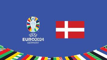 euro 2024 Dinamarca bandera emblema equipos diseño con oficial símbolo logo resumen países europeo fútbol americano ilustración vector