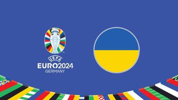 Euro 2024 Germany Ukraine Flag Teams Design With Official Symbol Logo Abstract Countries European Football Illustration vector