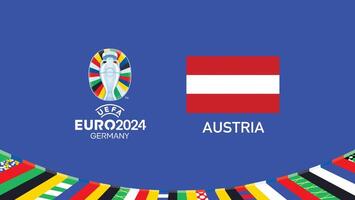 Euro 2024 Austria Emblem Flag Teams Design With Official Symbol Logo Abstract Countries European Football Illustration vector