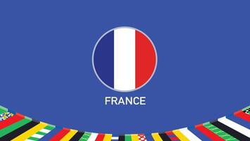 Francia emblema bandera equipos europeo naciones 2024 resumen países europeo Alemania fútbol americano símbolo logo diseño ilustración vector
