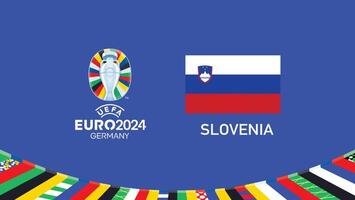 euro 2024 Eslovenia bandera emblema equipos diseño con oficial símbolo logo resumen países europeo fútbol americano ilustración vector