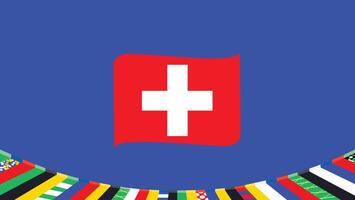 Switzerland Flag Ribbon European Nations 2024 Teams Countries European Germany Football Symbol Logo Design Illustration vector